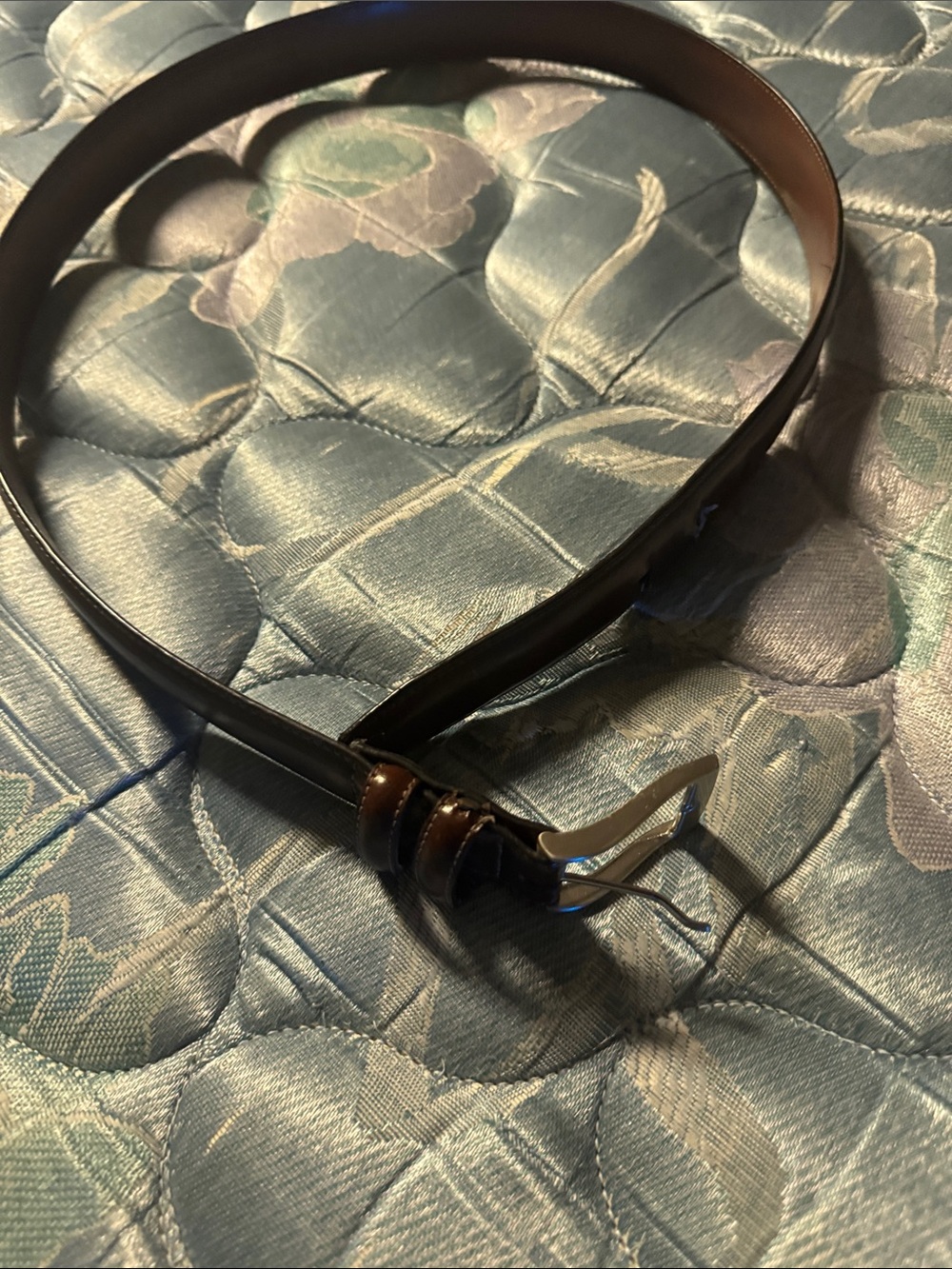 George Dark Brown Leather Belt with Silver Buckle